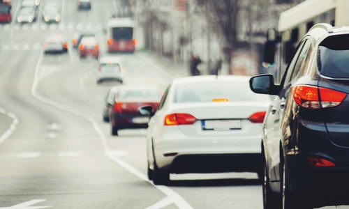Cars driving on an urban road