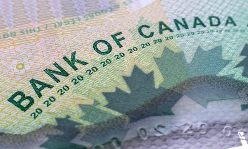 Closeup macro Bank of Canada words on a green 20 dollar Canadian money bill.jpg