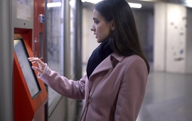 Female withdrawing money from automated teller machine, banking operations (1).jpg
